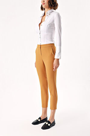 Bej Beş cep boru paça  pantolon 41643 | S