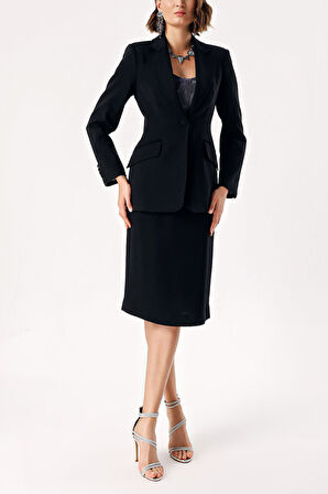 Siyah yüksek bel kalem etek 81279 | L