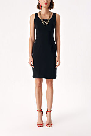 Siyah Kolsuz dar mini elbise 94382 | S