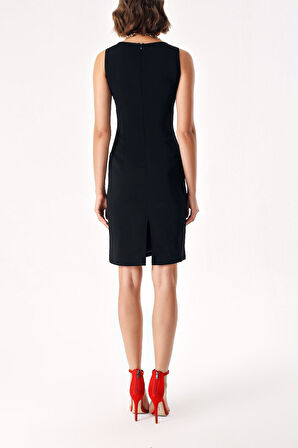 Siyah Kolsuz dar mini elbise 94382 | S