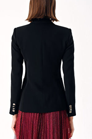 Siyah Dar kalıp klasik blazer ceket 61170 | L