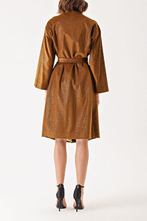 Devetüyü Velvet loose fit belted kimono jacket 20405 | S