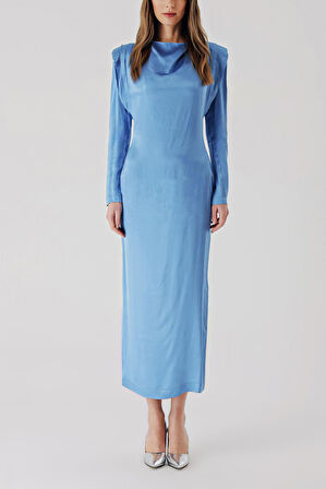 Mavi Vatkalı vücudu saran elbise 94406 | L