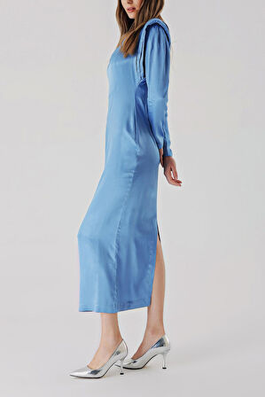 Mavi Vatkalı vücudu saran elbise 94406 | L