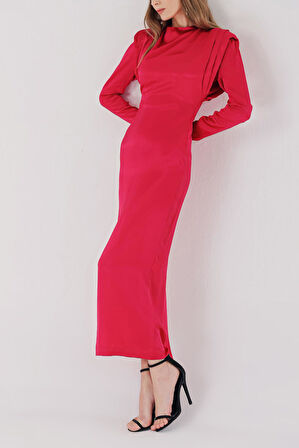 Fuşya Vatkalı vücudu saran elbise 94406 | L