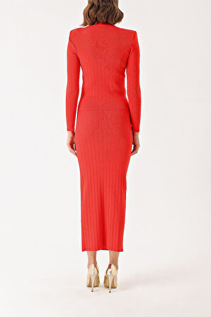 Kırmızı Düğme detaylı kazak ve etekli takım 28852 | L