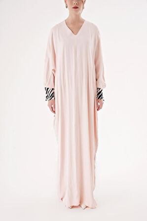 Pembe Bol kesim kemerli uzun elbise 94417 | L