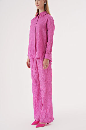 Pembe Kraşlı pantalon gömlek takım 12352 | L