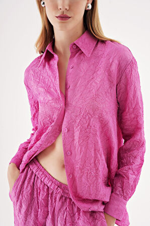 Pembe Kraşlı pantalon gömlek takım 12352 | L