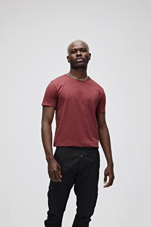 Bad Bear O-Neck T-Shirt Bordo Basic Erkek Tişört 
