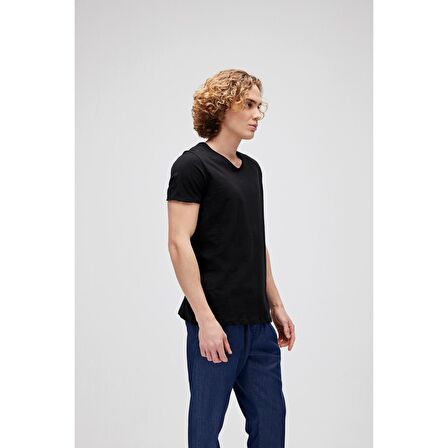 Bad Bear V-Neck T-Shirt Siyah Basic Erkek Tişört