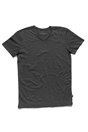 Bad Bear V-Neck T-Shirt Antrasit Basic Erkek Tişört