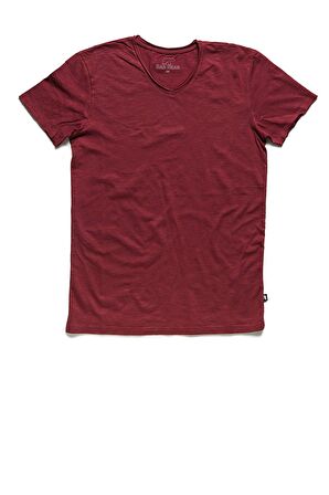 Bad Bear V-Neck T-Shirt Bordo Basic Erkek Tişört