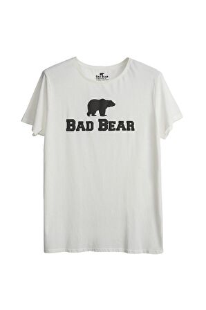 Bear Tee T-Shirt Off-White Beyaz Logo Baskılı Erkek Tişört 