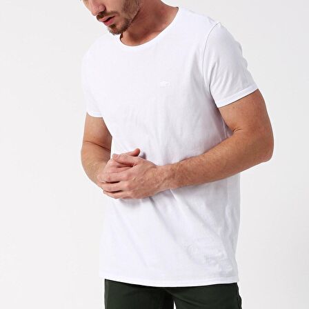 Solid T-Shirt Beyaz Basic Erkek Tişört 