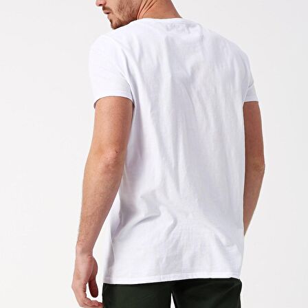 Solid T-Shirt Beyaz Basic Erkek Tişört 