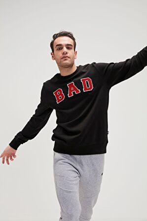 BAD BEAR ERKEK O YAKA SWEATSHIRT 19.02.12.003 BAD CONVEX  SİYAH-L