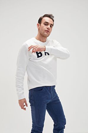 BAD BEAR ERKEK O YAKA SWEATSHIRT 19.02.12.003 BAD CONVEX  BEYAZ-XL