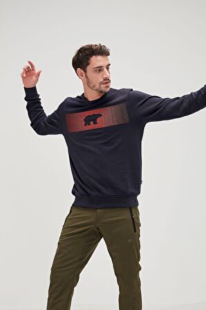 Fancy Crewneck Lacivert 3D Baskılı Erkek Sweatshirt