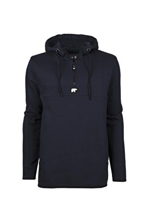 Bad Bear Kapüşonlu  Lacivert Erkek Şardonlu Sweatshirt 19.02.27.027DEFENCE HALF-ZIP