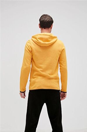 Bad Bear Kapüşonlu Uzun Kollu Cepli Normal Kalıp Düz Hardal Erkek Sweatshirt