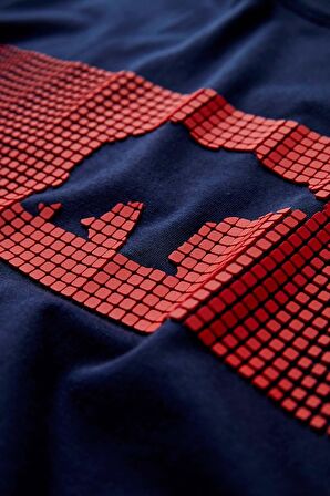 Fancy T-Shirt Lacivert 3D Baskılı Bisiklet Yaka Erkek Tişört 