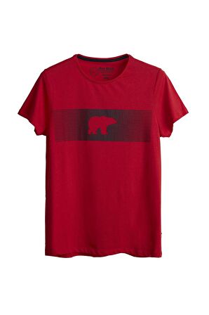 Fancy T-Shirt Crimson Red Kırmızı 3D Baskılı Bisiklet Yaka Erkek Tişört