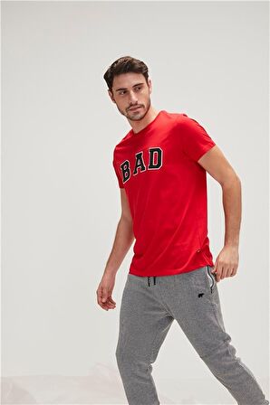 Bad Bear Bisiklet Yaka Kısa Kollu Regular Fit Pamuklu Nakışlı Kırmızı Erkek T-Shirt