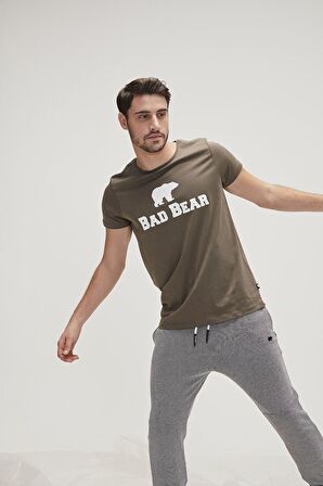 Bear Tee KS T-Shirt Haki Yeşil Logo Baskılı King Size Erkek Tişört 