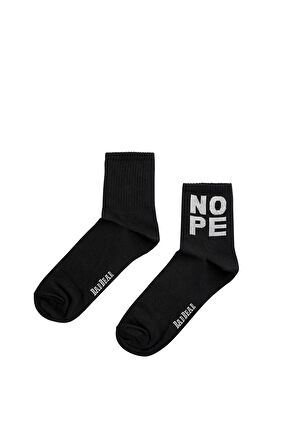 Nope Tall Siyah Baskılı Unisex Çorap