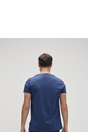 Bear Tee T-Shirt Indigo Mavi Logo Baskılı Erkek Tişört 