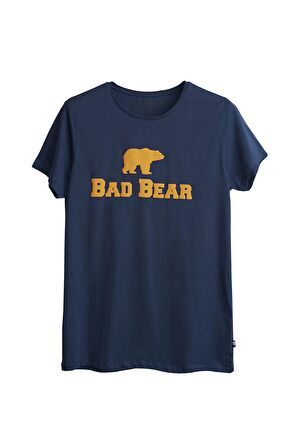 Bear Tee T-Shirt Indigo Mavi Logo Baskılı Erkek Tişört 