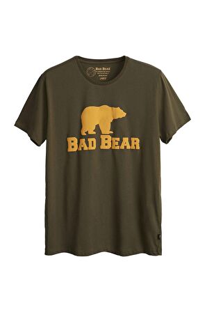 Bear Tee T-Shirt Haki Yeşil Logo Baskılı Erkek Tişört 