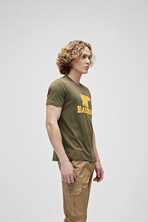 Bear Tee T-Shirt Haki Yeşil Logo Baskılı Erkek Tişört 