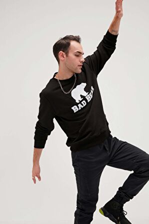 Bad Bear Erkek Baskılı Sweatshirt 20.02.12.011 SİYAH-XL