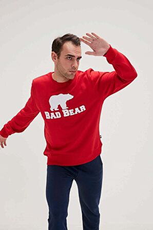 Bad Bear Erkek Baskılı Sweatshirt 20.02.12.011 KIRMIZI-XL