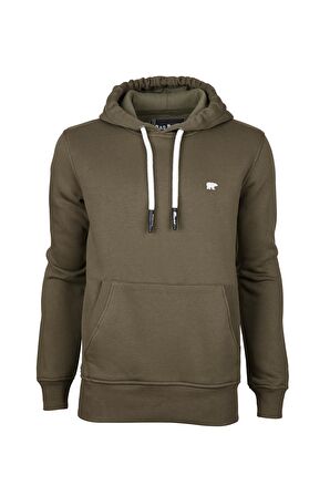 Simple Hoodie Haki Yeşil Erkek Kapüşonlu Sweatshirt