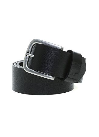 Point Belt Siyah Deri Erkek Kemer