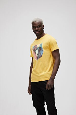 Bad Bear Erkek Hardal Tişört Polygon Bear Tee