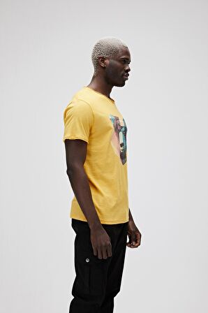 Bad Bear Erkek Hardal Tişört Polygon Bear Tee