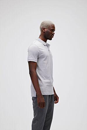 Pure Duman Gri Polo Yaka Erkek T-Shirt