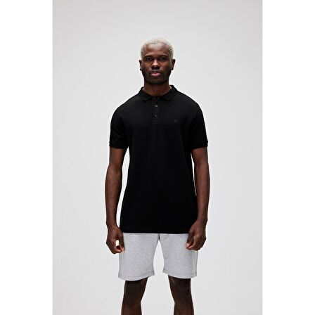 Stark KS Siyah Polo Yaka King Size Erkek T-Shirt