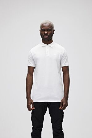 Stark KS Off-White Beyaz Polo Yaka King Size Erkek T-Shirt