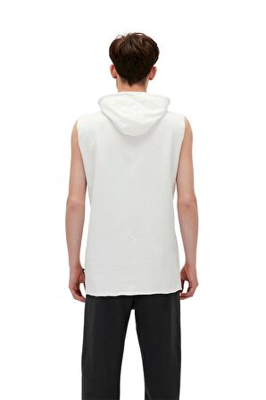 Bad Net Hoodie Off-White Beyaz Baskılı Kolsuz Kapüşonlu Erkek Sweatshirt