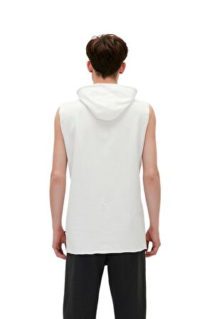 Bad Net Hoodie Off-White Beyaz Baskılı Kolsuz Kapüşonlu Erkek Sweatshirt