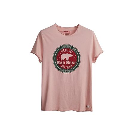 Bad Bear O Yaka Regular Fit Baskılı Erkek Pudra T-Shirt