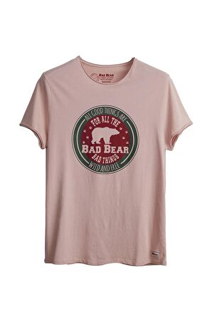 Bad Bear O Yaka Regular Fit Baskılı Erkek Pudra T-Shirt