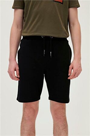 Display SweatShorts Siyah Baskılı Erkek Şort