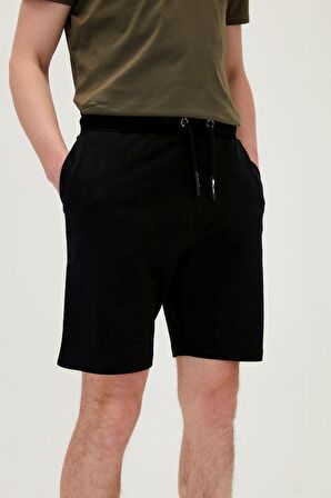 Display SweatShorts Siyah Baskılı Erkek Şort