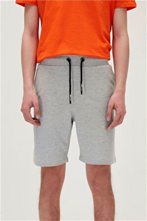 Display SweatShorts Gri Melanj Baskılı Erkek Şort
